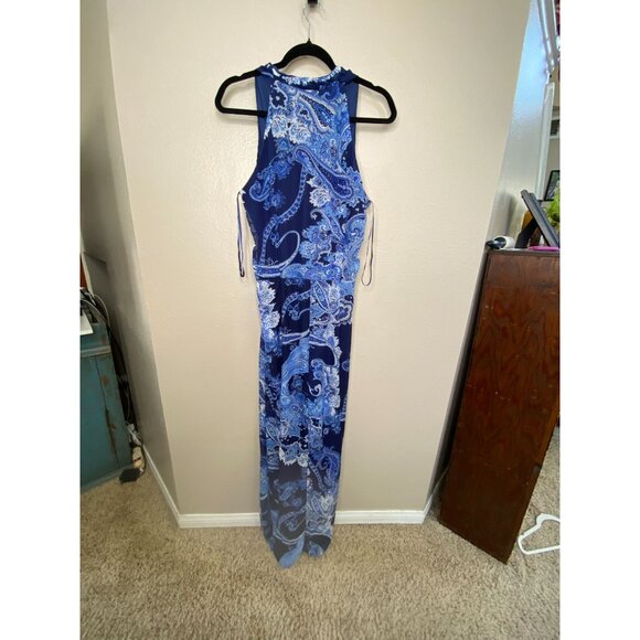 Chetta B‎ Womens Blue Paisley Maxi Dress Size 16 Sleeveless Summer Polyester - Picture 3 of 8